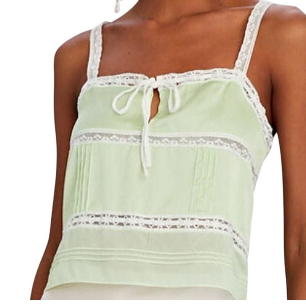 Lace TriM Sleeveless Top love shack fancy NWT SUNNY cami Lime Green XS
